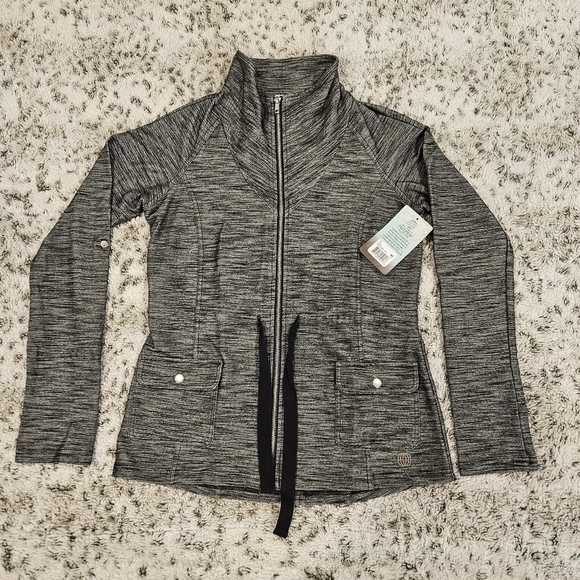 Balance Collection Jackets & Blazers - Balance Collection NWT SZ XS Black White Marled Fitted Mock Neck Full Zip Jacket